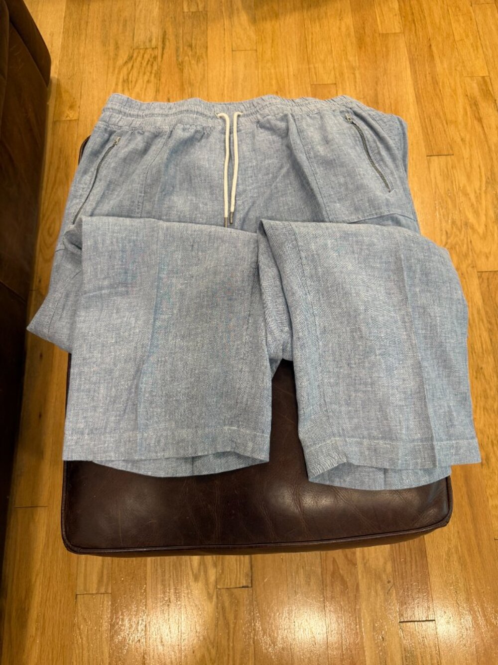 Athleta Cabo Linen Wide Leg Pants Size 22 Chambray Blue 100% Linen